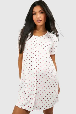boohoo Nuisette de maternité boutonnée avec imprimé de cœurs<Femme Pyjamas
