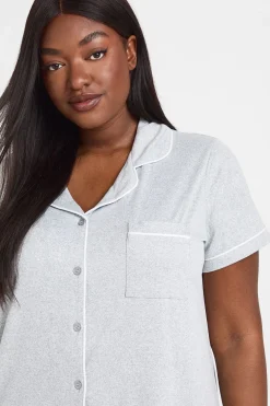 Nuisette Manches Courtes Avec Détail De Passepoil Grande Taille