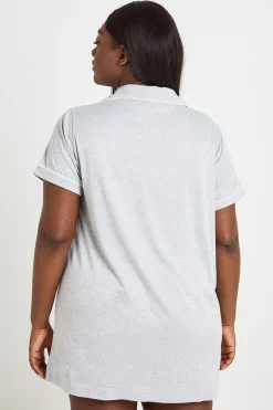 Nuisette Manches Courtes Avec Détail De Passepoil Grande Taille