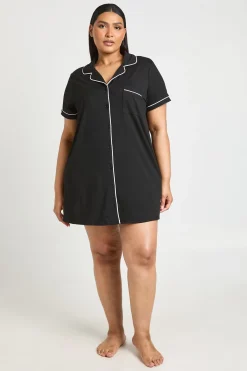 boohoo Nuisette Manches Courtes Avec Détails De Passepoil Contrasté<Femme Pyjamas