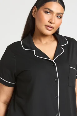 boohoo Nuisette Manches Courtes Avec Détails De Passepoil Contrasté<Femme Pyjamas