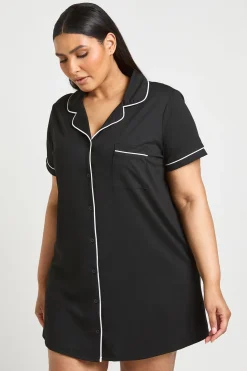 boohoo Nuisette Manches Courtes Avec Détails De Passepoil Contrasté<Femme Pyjamas