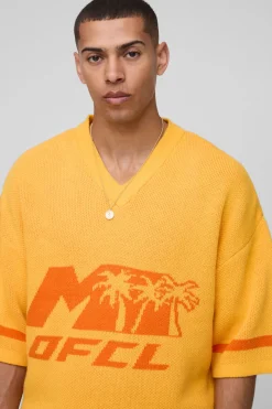 OFCL Ensemble de T-shirt et short en maille de baseball oversize, boxy, à col en V