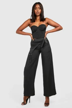 O Ring Waist Band Detail Satin Trouser