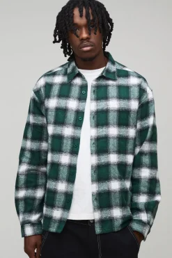 boohooMAN Overshirt Carpenter longue en tissu brossé avec détails à carreaux<Homme Chemises|Tout Afficher