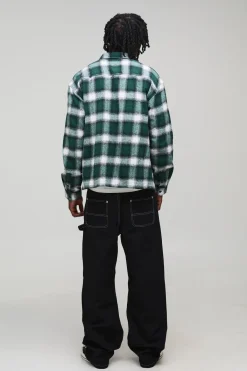 boohooMAN Overshirt Carpenter longue en tissu brossé avec détails à carreaux<Homme Chemises|Tout Afficher
