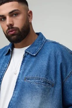 Overshirt en denim à zip Plus