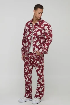 Overshirt surdimensionnée à tapisserie florale