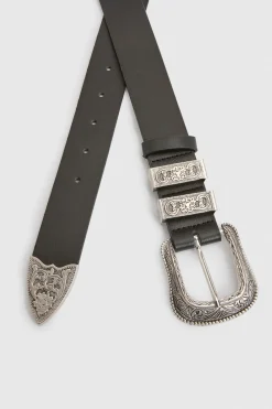 boohoo Oversize Ceinture de Style Boyfriend avec Boucle Western en Argent< Ceintures
