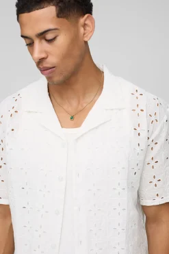 Oversized Boxy Broderie Revere Shirt