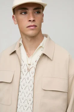 boohooMAN Oversized Boxy Cargo Pocket Harrington Jacket<Homme Manteaux Et Vestes