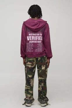 Oversized Boxy Exclusive Slogan Gothic V Neck Raw Hem Printed Washed Hoodie