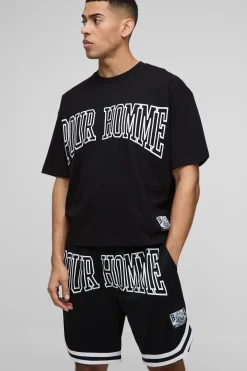 boohooMAN Oversized Boxy Homme Basketball Short Set<Homme Ensembles|Survêtements