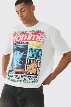 boohooMAN Oversized Boxy Homme Magazine Graphic T-Shirt<Homme T-Shirts Impriméstendances|T-Shirts