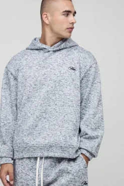 Oversized Boxy Official Embossed Marl Hoodie