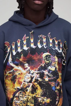 Oversized Boxy Outlaws Hoodie à Graphisme de Grande Taille
