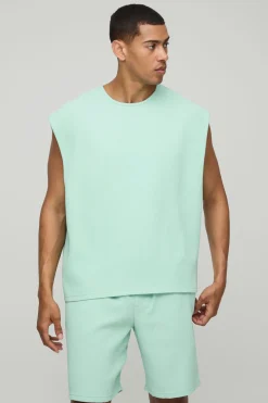 Oversized Boxy Pleated Cap Sleeve Tank