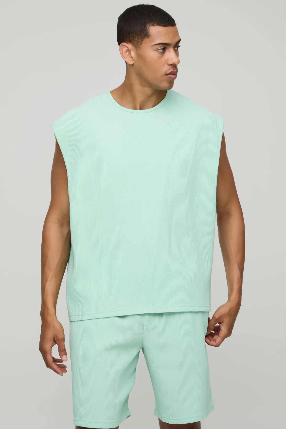 Oversized Boxy Pleated Cap Sleeve Tank