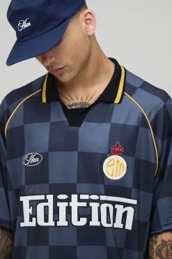 Oversized Boxy Raglan Edition Chequered Sports Top