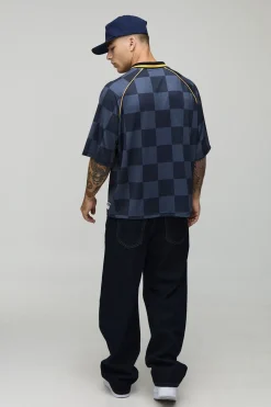 Oversized Boxy Raglan Edition Chequered Sports Top