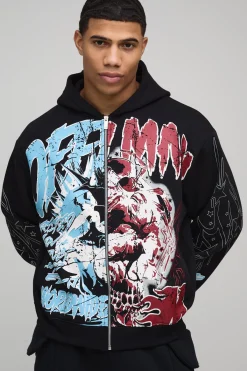 boohooMAN Oversized Boxy 13 Sweat à capuche graphique<Homme Sweats À Capuche Et Sweatshirts|Sweats À Capuche Et Sweats