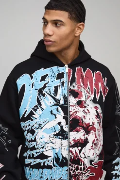 boohooMAN Oversized Boxy 13 Sweat à capuche graphique<Homme Sweats À Capuche Et Sweatshirts|Sweats À Capuche Et Sweats