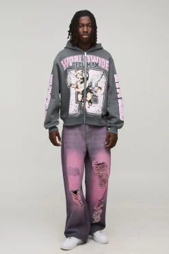 Oversized Boxy Worldwide Varsity Hoodie → Hoodie varsity mondial surdimensionné et à coupe carrée
