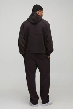 Oversized Boxy Zip Through Funnel Neck Raglan Hoodie