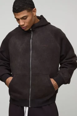 Oversized Boxy Zip Through Funnel Neck Raglan Hoodie