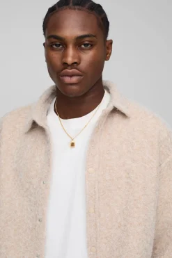 Oversized Brushed Embroidered Overshirt