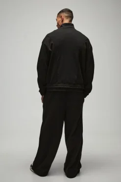 boohooMAN Oversized Heavy Rib Panelled 3D Embroidered Track Top<Homme Sweats À Capuche Et Sweatshirts|Sweats À Capuche Et Sweats