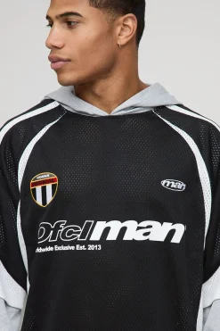 Oversized Mesh OFCLMAN à manches factices Top Sports Hoodie