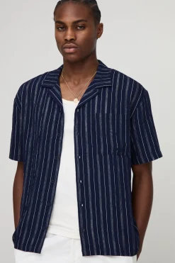 Oversized Revere Chemise à manches courtes oversize à rayures brodées