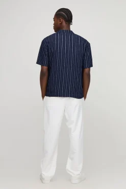 Oversized Revere Chemise à manches courtes oversize à rayures brodées