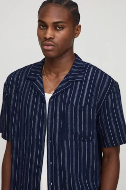 Oversized Revere Chemise à manches courtes oversize à rayures brodées
