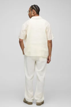 boohooMAN Oversized Textured Revere Shirt<Homme Chemises