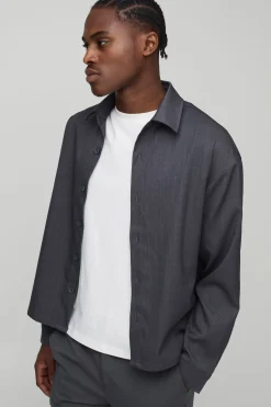 boohooMAN Oversized Twill Overshirt<Homme Chemises