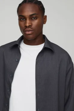 boohooMAN Oversized Twill Overshirt<Homme Chemises