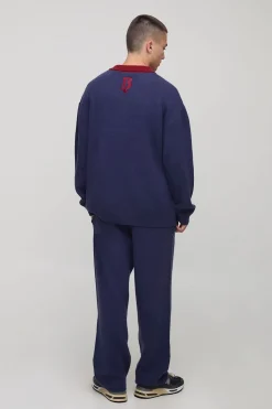 boohooMAN Oversized Varsity Applique Brodé Tricoté Pull Polo<Homme Polos|Maille
