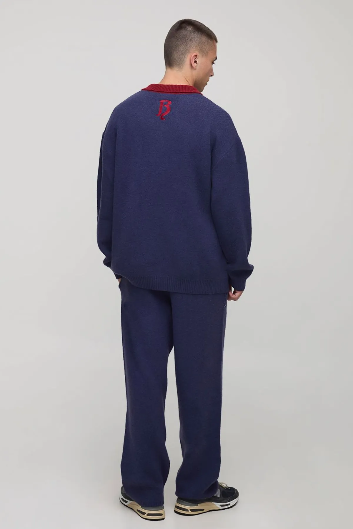 boohooMAN Oversized Varsity Applique Brodé Tricoté Pull Polo<Homme Polos|Maille