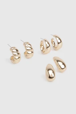 boohoo 3 Pack Boucles d'Oreilles Créoles Épaisses Or< Boucles D'Oreilles