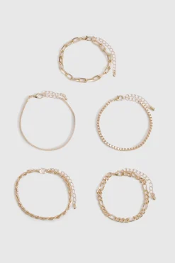 5 Pack Bracelets Dorés en Couches