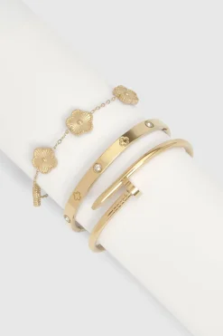 3 Pack Bracelets à Détails Dorés