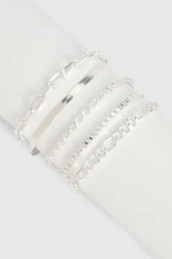 boohoo 5 Pack Bracelets Superposés en Argent< Bracelets