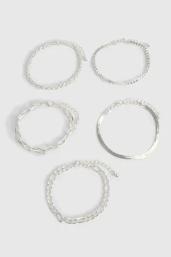 boohoo 5 Pack Bracelets Superposés en Argent< Bracelets