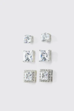 boohooMAN Pack de 3 boucles d'oreilles Diamante<Homme Bijoux Et Montres