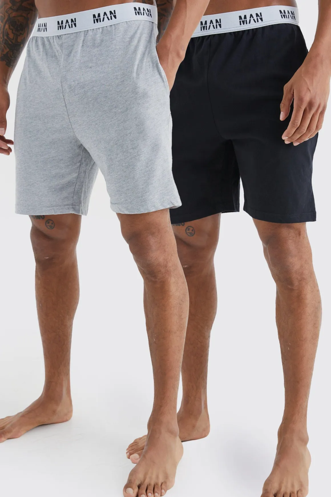 2 Pack de shorts de détente pour homme en gris et noir