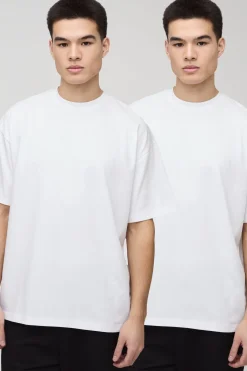 boohooMAN Pack de 2 t-shirts basiques oversize à col rond<Homme T-Shirts|Essentiels