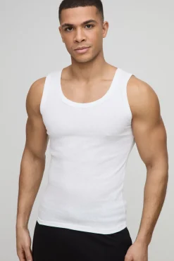 boohooMAN 2 Pack Muscle Fit Basic Vests<Homme Essentiels