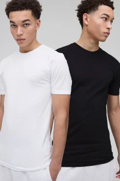 2 Pack T-Shirts Muscle Fit Basic à col rond